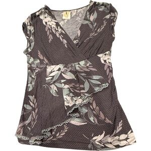 Elegant V-Neck Leaf Print Blouse